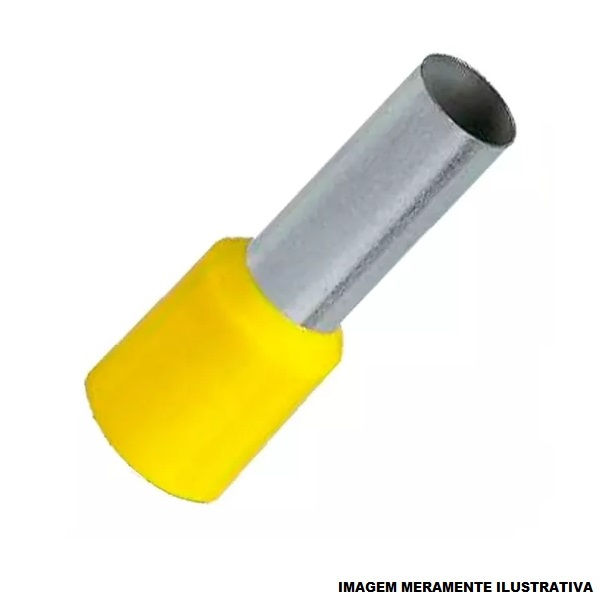 Terminal Cobre Estanhado a Compressão Pino Tubular Pre-Isolado 6,00 mm² Amarelo