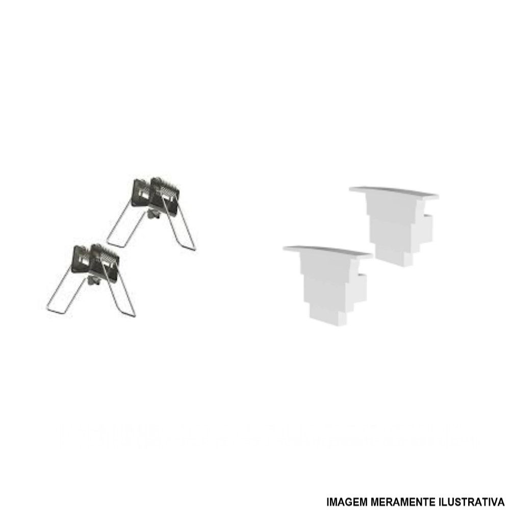Kit Acessório para Perfil LED Vertex 25 Preto com 2 Tampas e 2 Presilhas