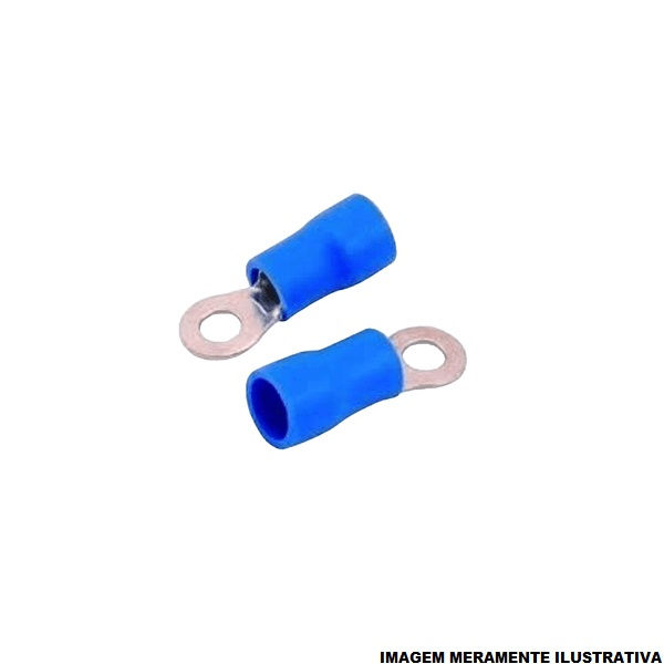 Terminal Cobre Estanhado a Compressão Anel Pre-Isolado 1,30-2,60 mm² com 1 Furo M6 Azul