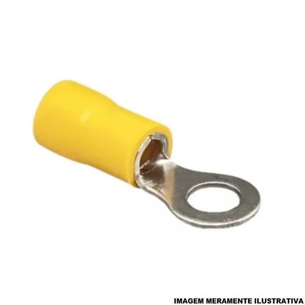 Terminal Cobre Estanhado a Compressão Anel Pre-Isolado 4,00-6,00 mm² com 1 Furo M5 Amarelo