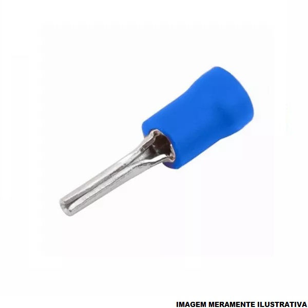 Terminal Cobre Estanhado a Compressão Pino Curto Pre-Isolado 1,50-2,50 mm² Azul