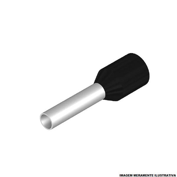 Terminal Cobre Estanhado a Compressão Pino Tubular Pre-Isolado 1,50 mm² Preto