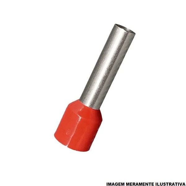 Terminal Cobre Estanhado a Compressão Pino Tubular Pre-Isolado 10,00 mm² Vermelho