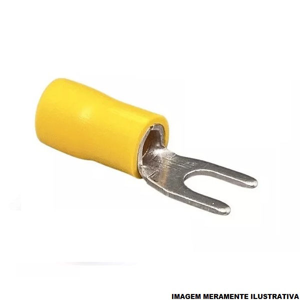 Terminal Cobre Estanhado a Compressão Garfo Pre-Isolado 4,00-6,00 mm² com 1 Furo M4 Amarelo