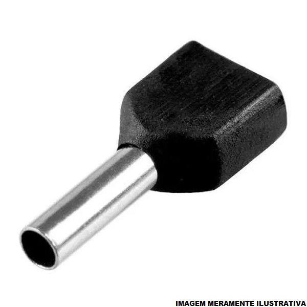 Terminal Cobre Estanhado a Compressão Pino Tubular Duplo Pre-Isolado 1,50 mm² Preto