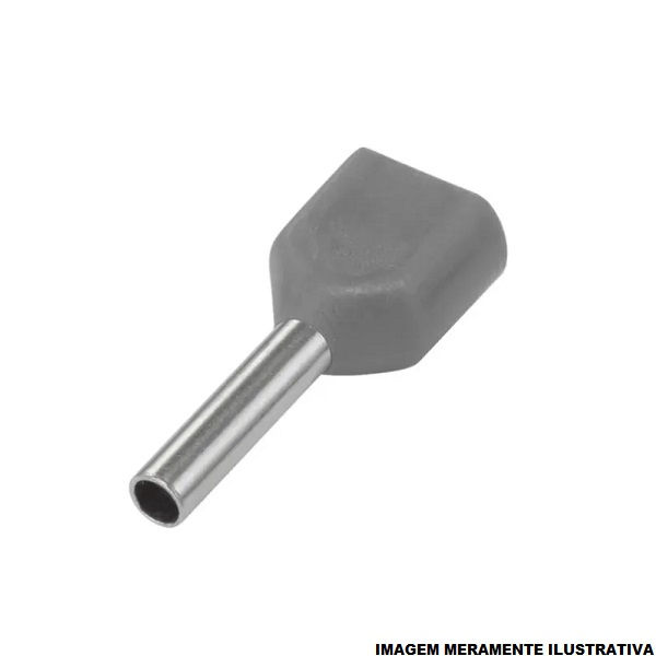 Terminal Cobre Estanhado a Compressão Pino Tubular Duplo Pre-Isolado 0,75 mm² Cinza