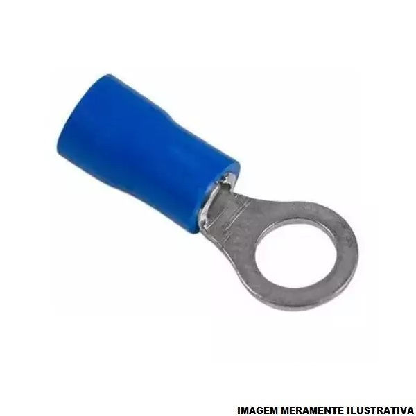 Terminal Cobre Estanhado a Compressão Anel Pre-Isolado 16,00 mm² com 1 Furo M10 Azul