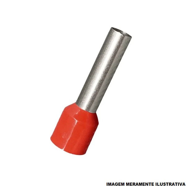 Terminal Cobre Estanhado a Compressão Pino Tubular Pre-Isolado 95,00 mm² Vermelho