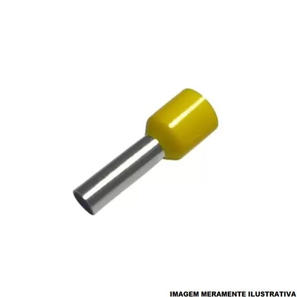 Terminal Cobre Estanhado a Compressão Pino Tubular Pre-Isolado 6,00 mm² Amarelo