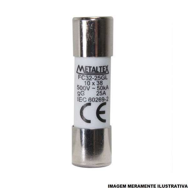 Fusível Fusível Cartucho Porcelana Retardado 25A 10x38 mm 500VCA