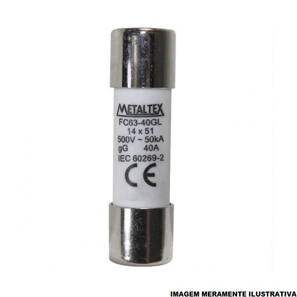 Fusível Fusível Cartucho Porcelana Retardado 40A 14x51 mm 500VCA