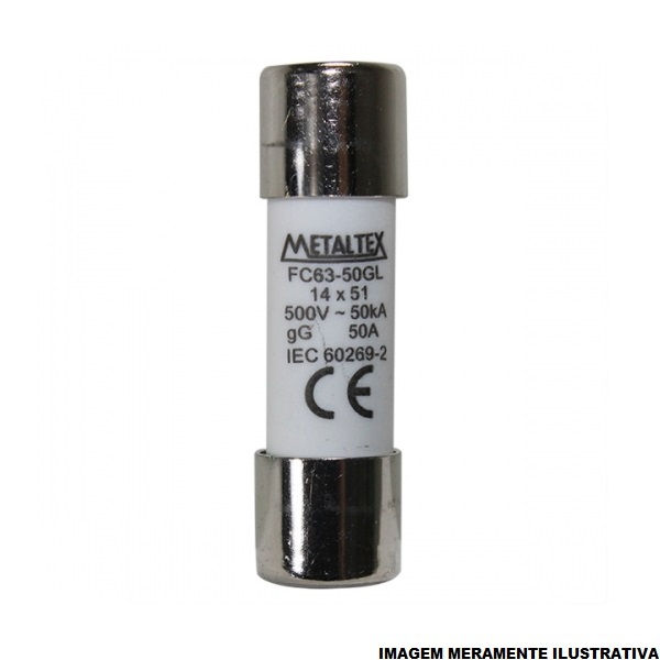 Fusível Fusível Cartucho Porcelana Retardado 50A 14x51 mm 500VCA