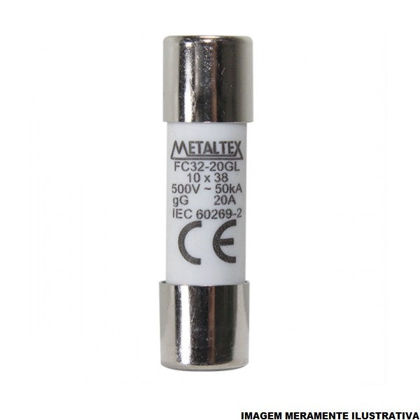 Fusível Fusível Cartucho Porcelana Retardado 20A 10x38 mm 500VCA