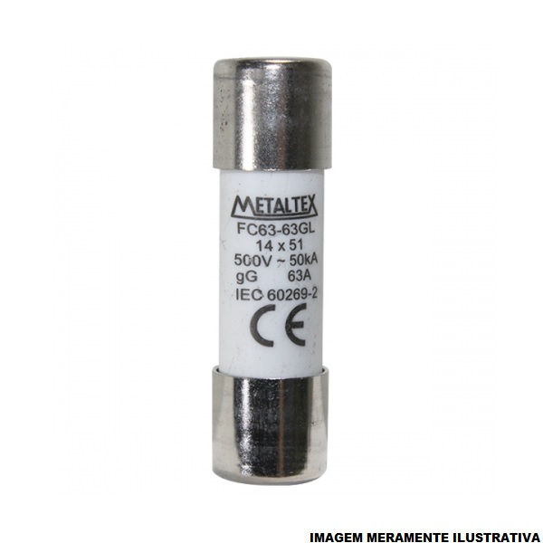 Fusível Fusível Cartucho Porcelana Retardado 63A 14x51 mm 500VCA