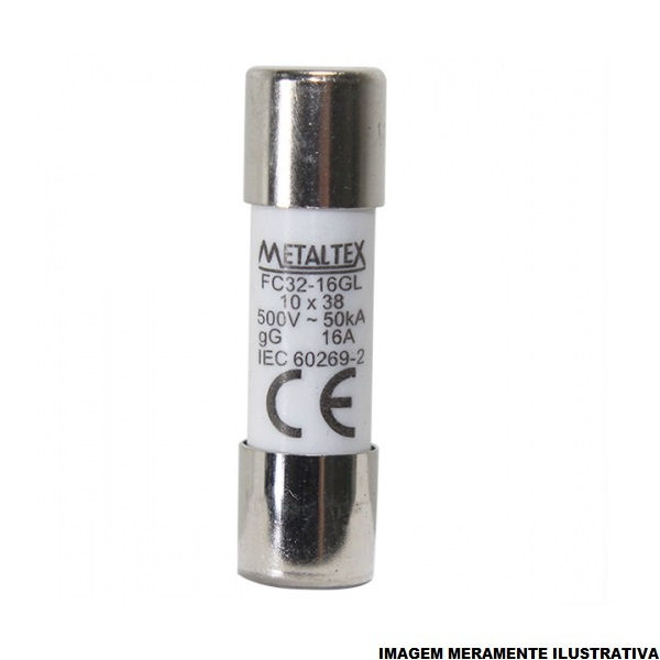 Fusível Fusível Cartucho Porcelana Retardado 16A 10x38 mm 500VCA