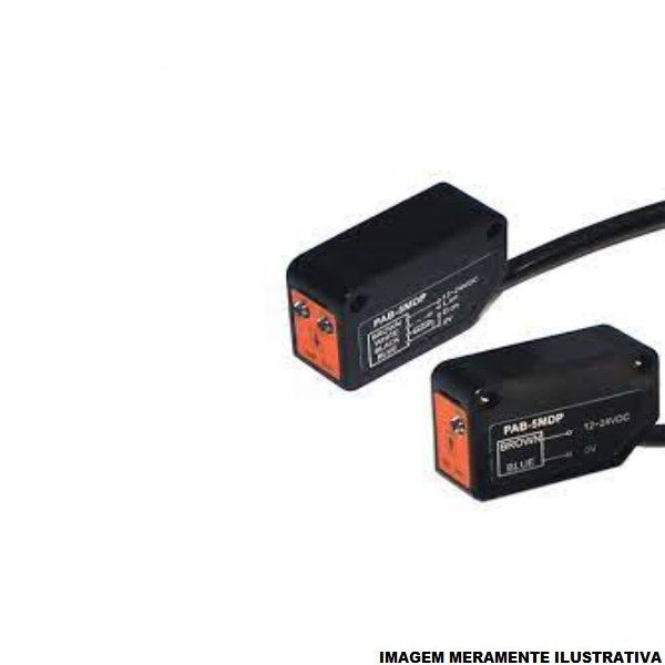 Sensor Fotoelétrico Barreira com LED Retangular PNP/NPN 12-24VCC 1NA+1NF Alcance 5 M com Cabo 2 M IP65