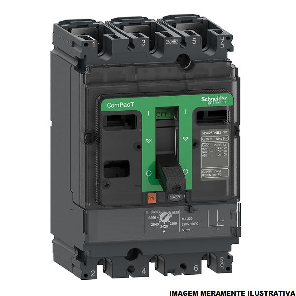 Disjuntor Termomagnético Fixo Tripolar NSX250F 220A 85 KA/36 KA 220/380VCA DIN