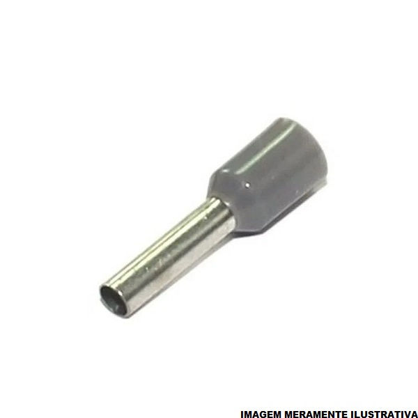 Terminal Cobre Estanhado a Compressão Pino Tubular Pre-Isolado 0,75 mm² Cinza