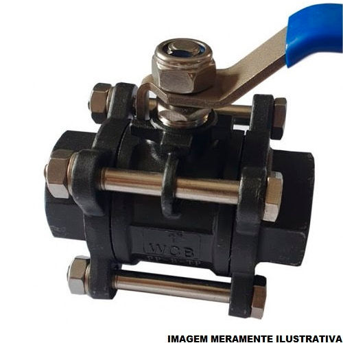 Válvula Válvula Aço Carbono Esfera Tripartida Passagem Plena 1" com Alavanca com Rosca BSP