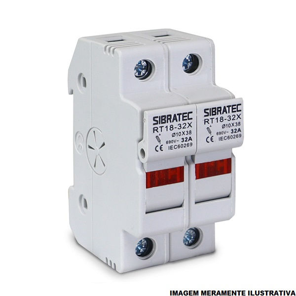 Porta Fusível Porta Fusível Bipolar 5W 63A 690VCA Branco 14x51 mm para Trilho DIN