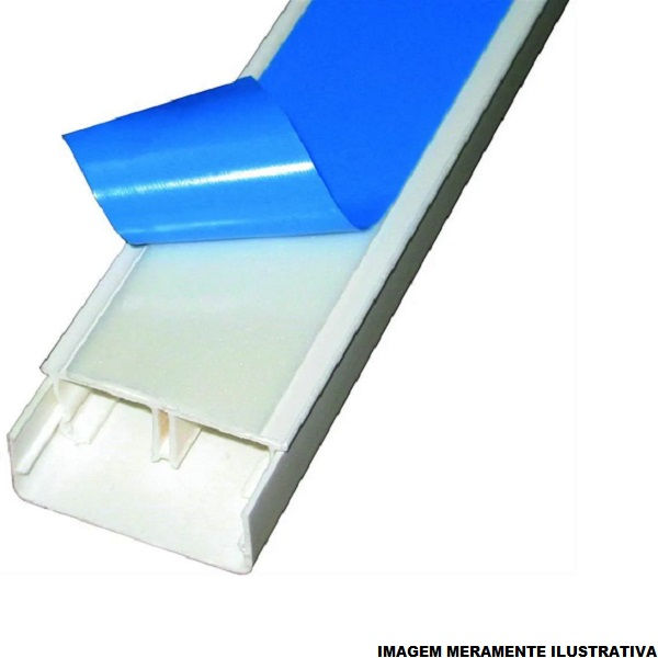 Canaleta PVC Aparente Lisa com Divisória 40x16x2000 mm com Tampa Branca com Adesivo Sistema X