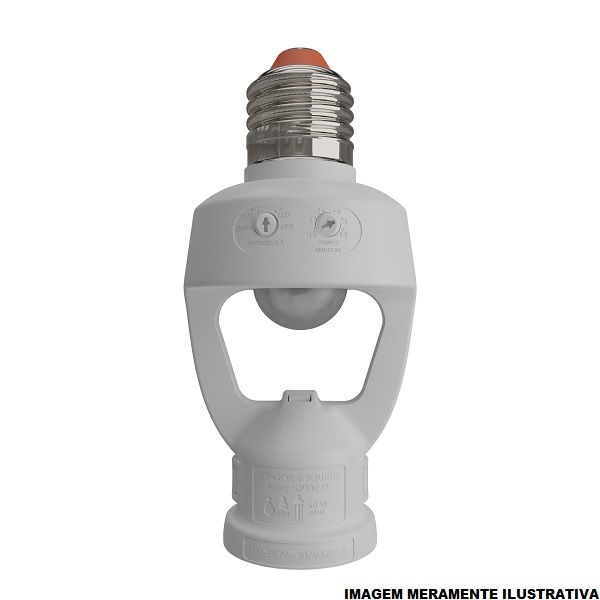 Sensor Presença com Soquete E27 328G Bivolt Branco Alcance 7 M com Controle DIP