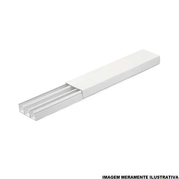 Canaleta PVC Aparente com Divisória 50x20x2000 mm com Tampa Branca com Adesivo Sistema X