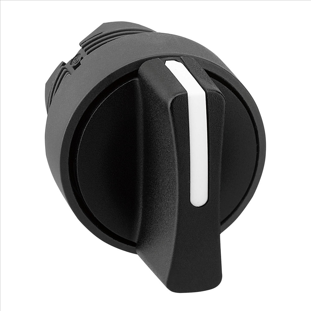 Comutador PVC Comando 22 mm Aro Preto com 3 Posições 90G com Retenção Preto