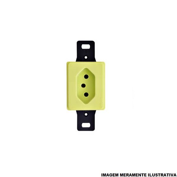 Tomada 2P+T Embutir Vertical Retangular 10A/250VCA sem Placa Fosforescente Conduletes