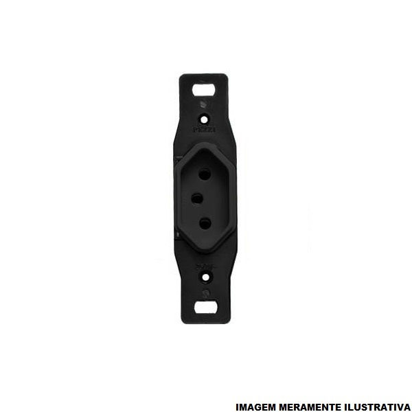 Tomada 2P+T Embutir Vertical Hexagonal 20A/250VCA sem Placa Preta Conduletes