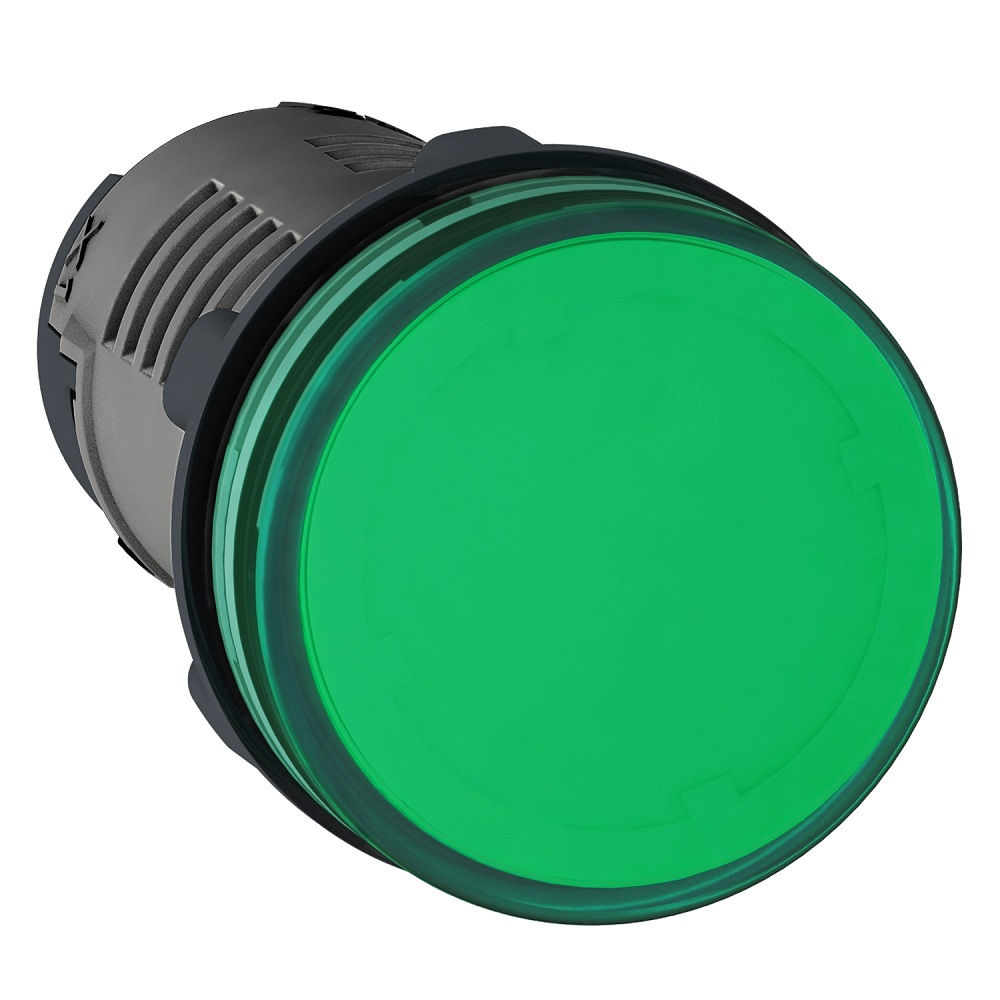 Sinaleiro Led PVC Faceado Lente Lisa com LED 22 mm 110VCA Verde