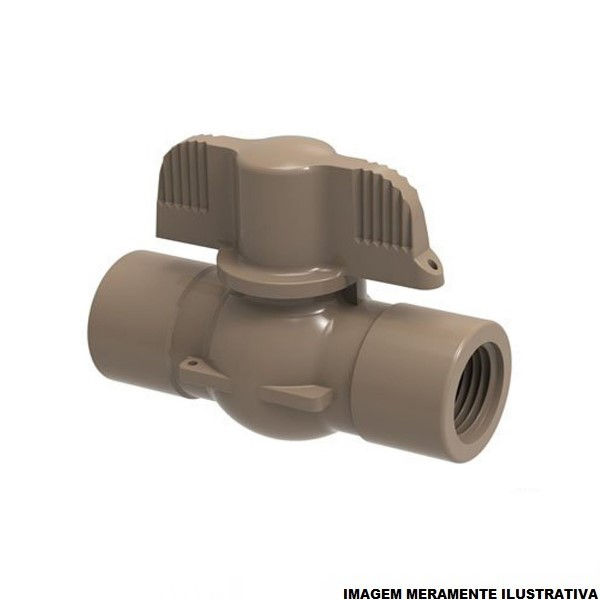 Registro PVC Esfera Borboleta Rosqueável 3/4" Classe 15 Marrom Rosca Interna Água Fria