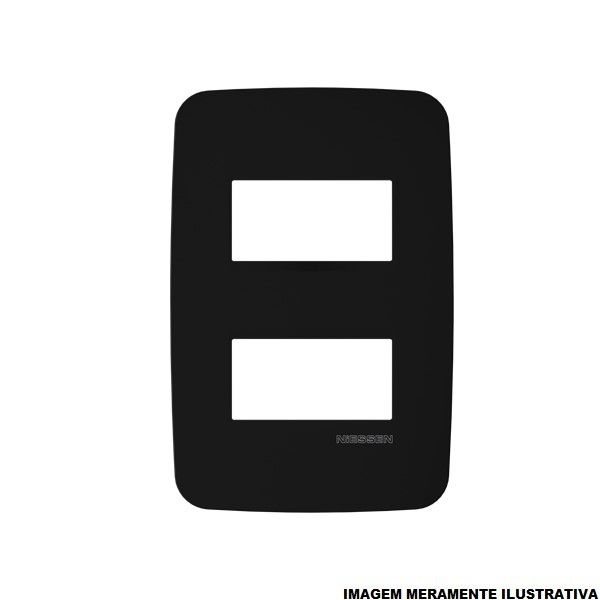 Placa PVC para 2 Módulos Distanciados 4x2 Preta Linha Origen