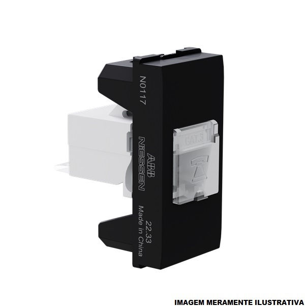 Módulo Módulo Tomada Telefone RJ11 4 Fios PVC Preto Linha Origen