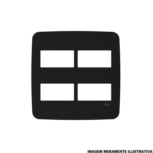 Placa PVC para 2 Módulos + 2 Distanciados 4x4 Preta Linha Origen