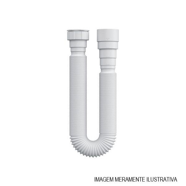 Sifão Sifão PVC Extensivo Corrugado Universal para Lavatório e Tanque DN38/40/48/50 1500 mm Branco com Suporte