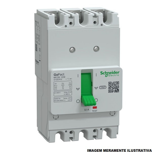 Disjuntor Termomagnético Fixo Tripolar Gopact 32A 25 KA/15 KA 220/380VCA Caixa Moldada