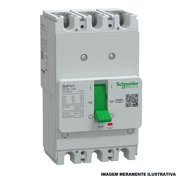 Disjuntor Termomagnético Fixo Tripolar Gopact 50A 25 KA/15 KA 220/380VCA Caixa Moldada
