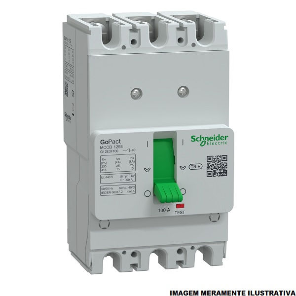 Disjuntor Termomagnético Fixo Tripolar Gopact 100A 25 KA/15 KA 220/380VCA Caixa Moldada