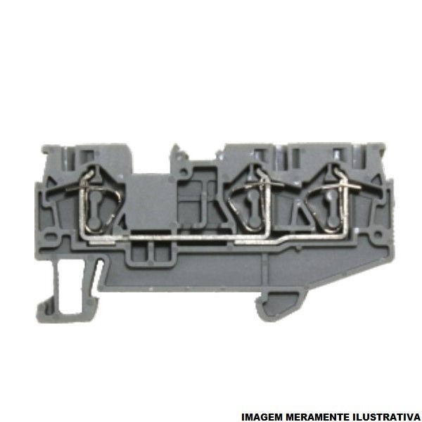 Conector Passagem SAK Poliamida BK4 4,00 mm² para 3 Cabos Cinza com Mola