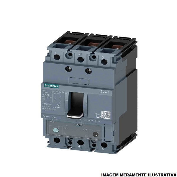 Disjuntor Termomagnético Ajustável Tripolar 3VA11 112-160A 100 KA/70 KA 220/380VCA Caixa Moldada Térmico Ajustável
