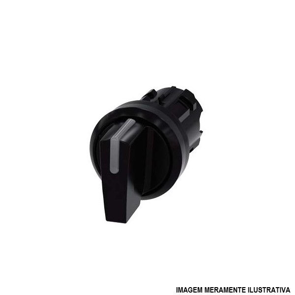 Chave Seletora Iluminada 3 Posições 45G com Trava 22 mm com Manopla Curta Preta