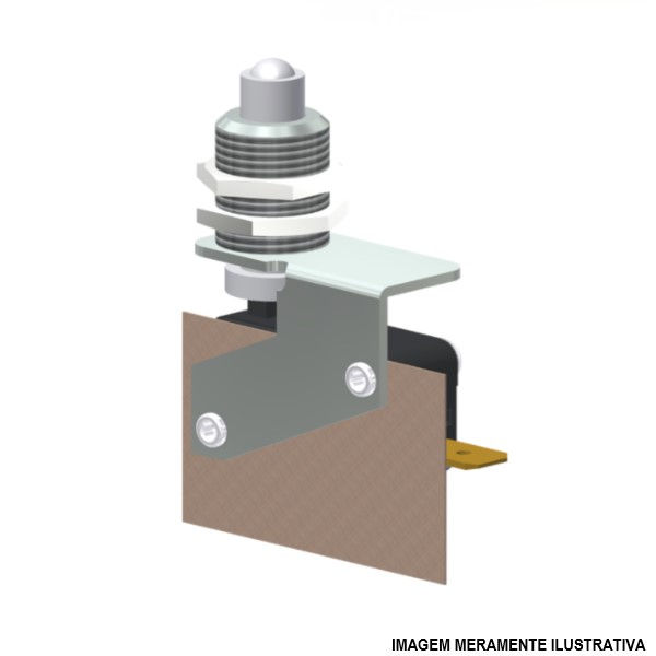Fim de Curso Microrruptor MV7 15A 250VCA Corpo PVC com Botão para Painel 1NA+1NF