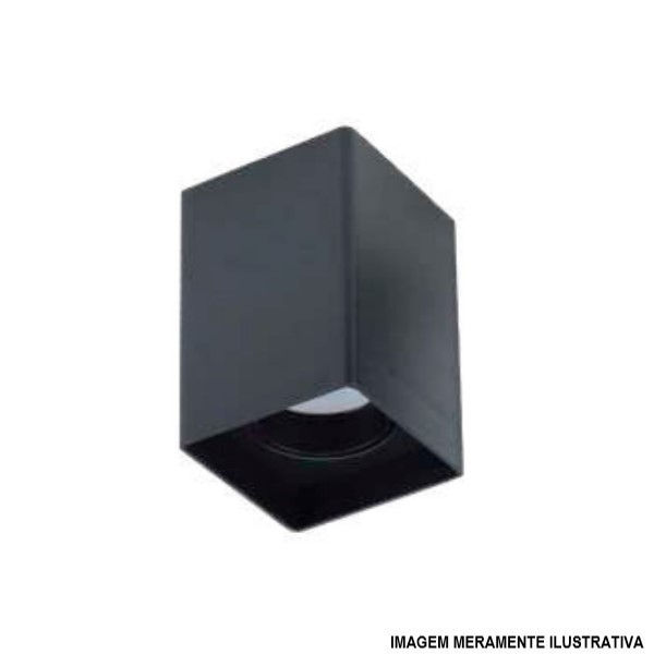 Plafon Sobrepor Quadrado 1x15W para Lâmpada LED MR16 PVC com Soquete GU10 Preto Look