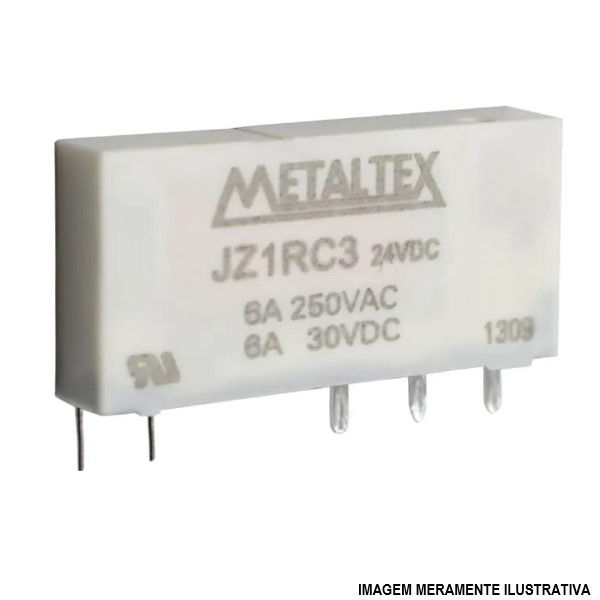 Relé Miniatura Relé Miniatura para Acoplador Relé JZS1 6A 24VCC 1 Contato Reversível Estreito sem Base Largura 6,2 mm sem LED