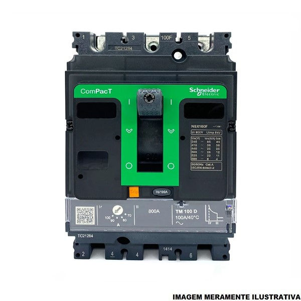 Disjuntor Termomagnético Fixo Tripolar NSX100N 100A 90 KA/50 KA 220/380VCA Caixa Moldada