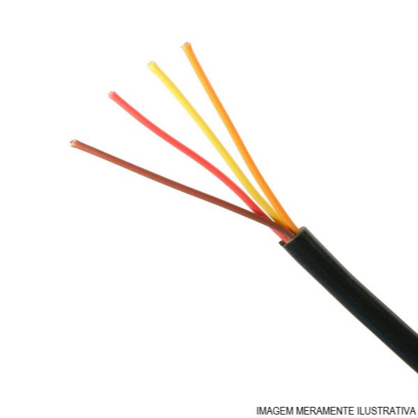 Cabo Cobre Isolado PVC 70G 300V 4x 22 AWG Controle Preto Classe 5