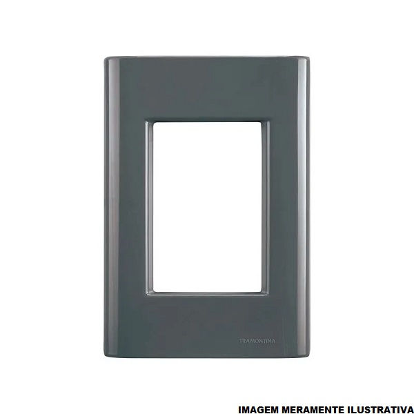 Placa PVC para 3 Módulos 4x2 Titanio GIZ com Suporte