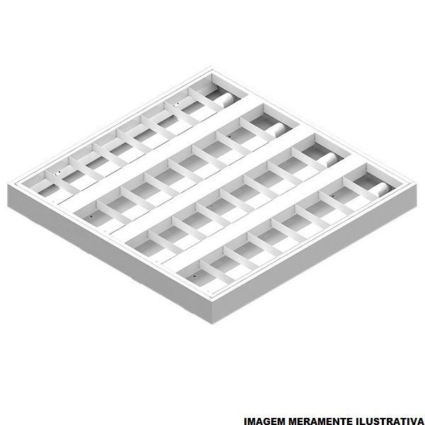 Luminária Comercial Luminária Comercial Embutir/Sobrepor para 4 Lâmpadas T8 60 cm com Soquete G13 Chapa Aço Atela com Aletas PVC