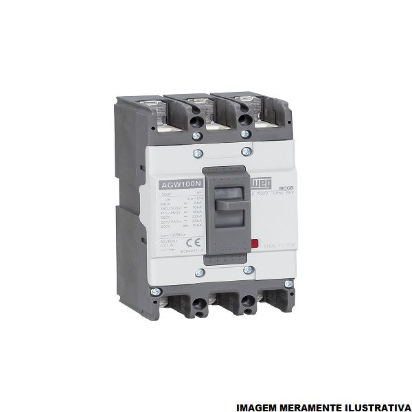 Disjuntor Termomagnético Fixo Tripolar AGW100N 75A 35 KA/22 KA 220/380VCA Caixa Moldada